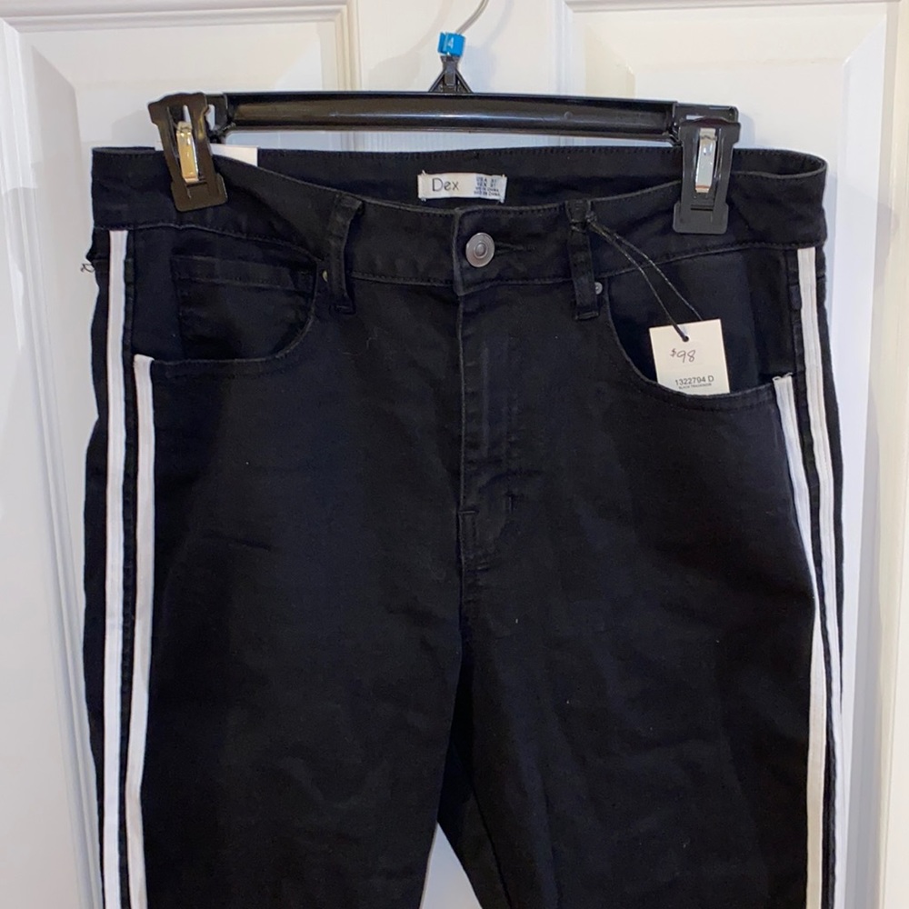 BRAND NEW Black Jeans w/ White Stripes